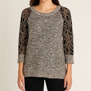 Escio Black Grey Pullover Sweater size L